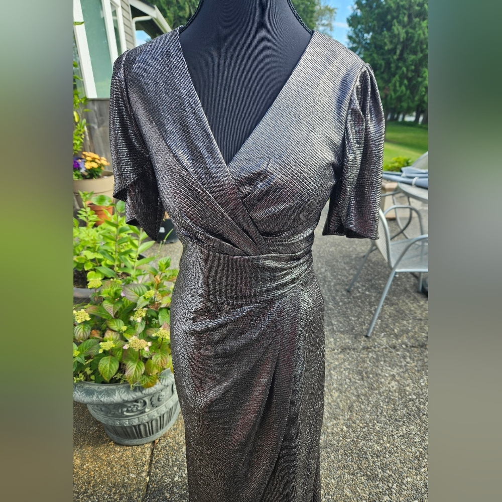NW Nightway Elegant Metallic Wrap Dress Sz 6 See Pictures For Details